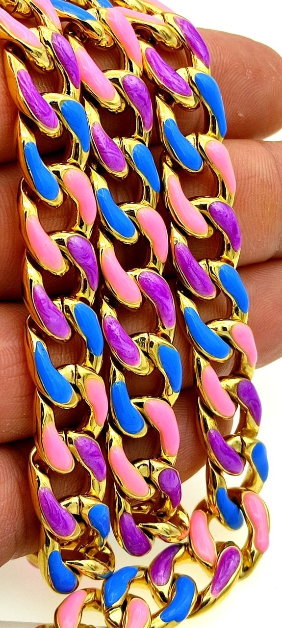 12 mm Altın Kaplama Mineli Zincir ( 1m )