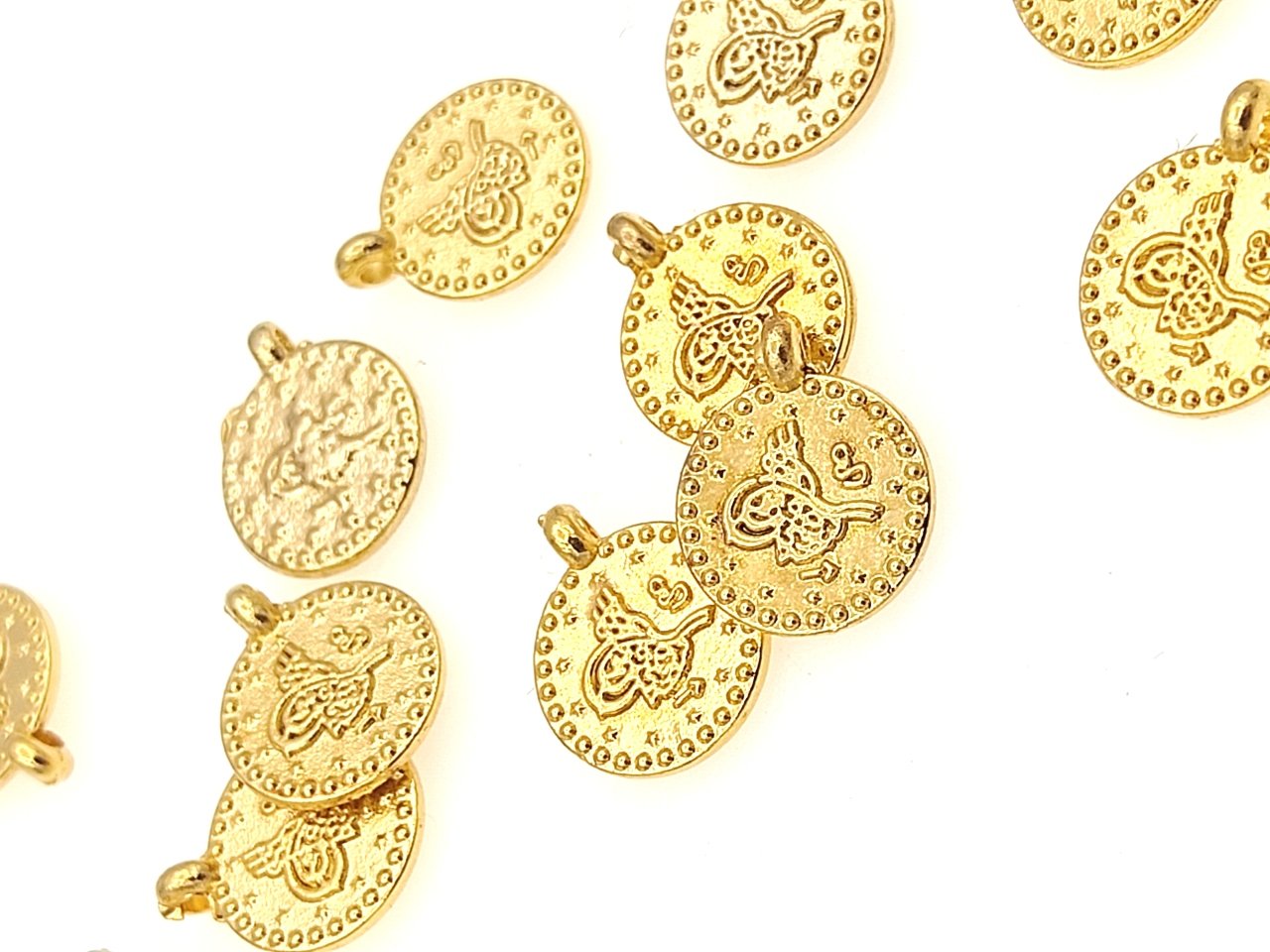 Altın Kaplama 10mm Tek Kulplu Tuğra Para Sallantı
