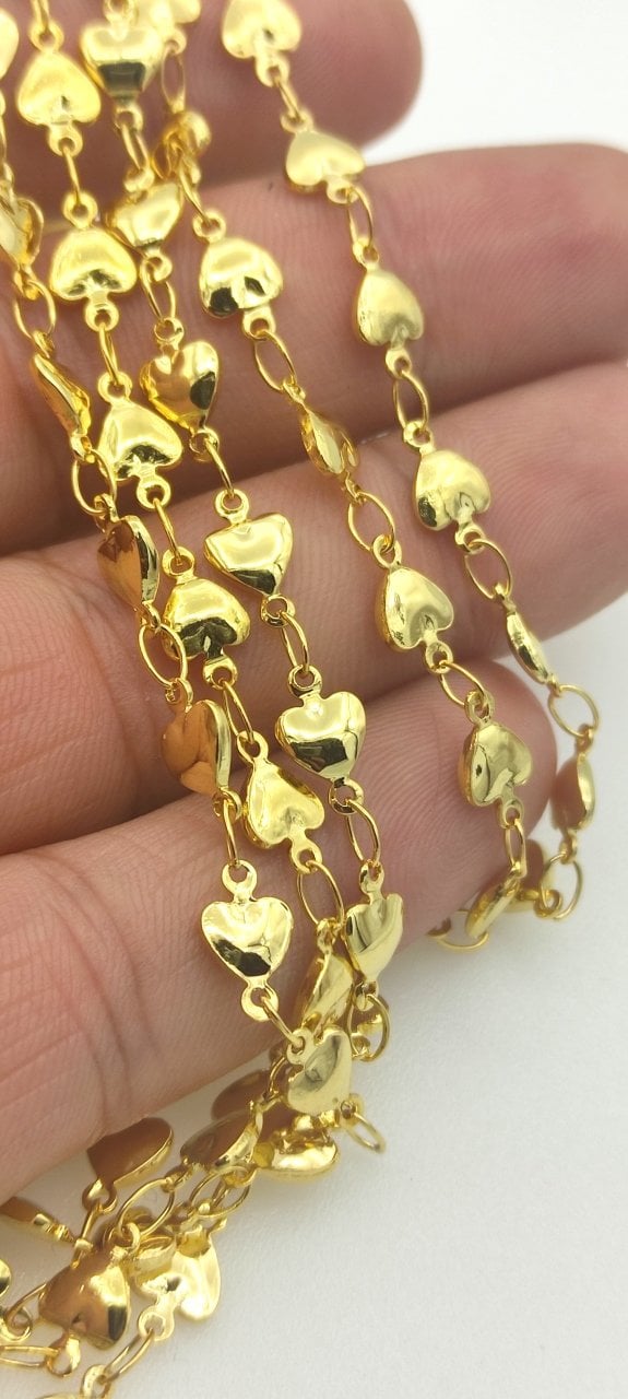 Altın Kaplama 5,5 mm Kalpçik Zincir
