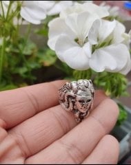 Antik Gümüş Kaplama Ayarlanabilir Unisex Pirinç Döküm Yüzük