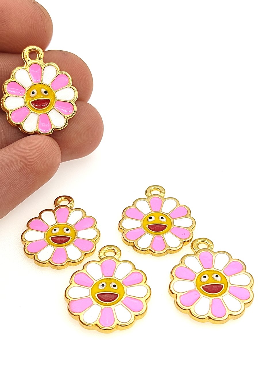 Altın Kaplama Mineli Papatya Sallantı Pembe