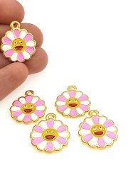 Altın Kaplama Mineli Papatya Sallantı Pembe