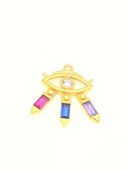 Altın Kaplama Baget Taşlı Göz Sallantı Multi Color