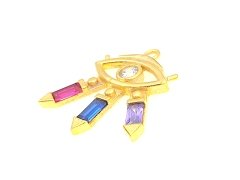 Altın Kaplama Baget Taşlı Göz Sallantı Multi Color