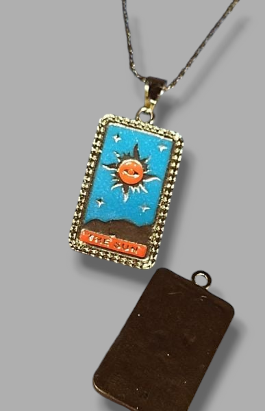 Altın & Rodyum Kaplama Güneş Tarot Kartı Model Kolye Ucu