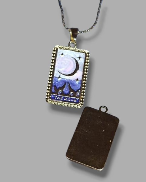 Altın & Rodyum Kaplama The Moon Tarot Kartı  Kolye Ucu