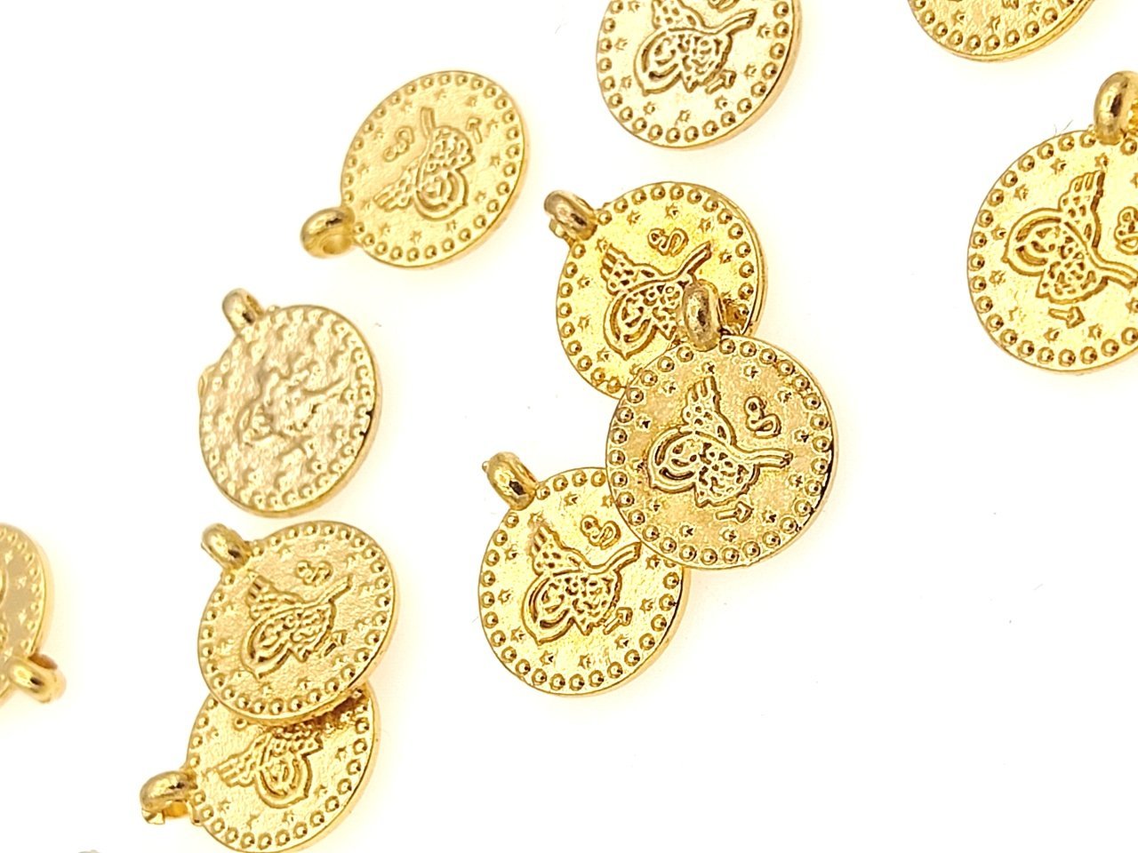 Altın Kaplama 10mm Tek Kulplu Tuğra Para Sallantı