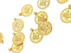 Altın Kaplama 10mm Tek Kulplu Tuğra Para Sallantı