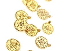 Altın Kaplama 10mm Tek Kulplu Tuğra Para Sallantı