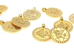 Altın Kaplama 10mm Tek Kulplu Tuğra Para Sallantı