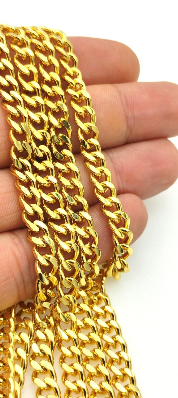 7 x 6 mm Altın Kaplama Zincir