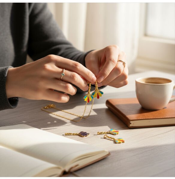 Altın Kaplama Mineli Minimal Sallantı - Karışık Renk