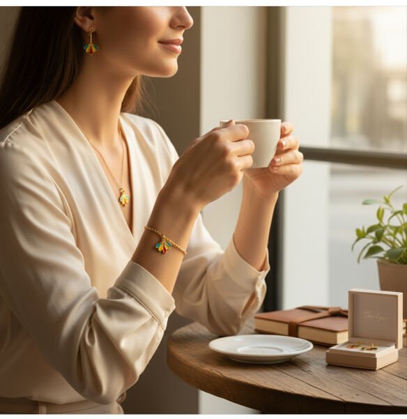 Altın Kaplama Mineli Minimal Sallantı - Karışık Renk