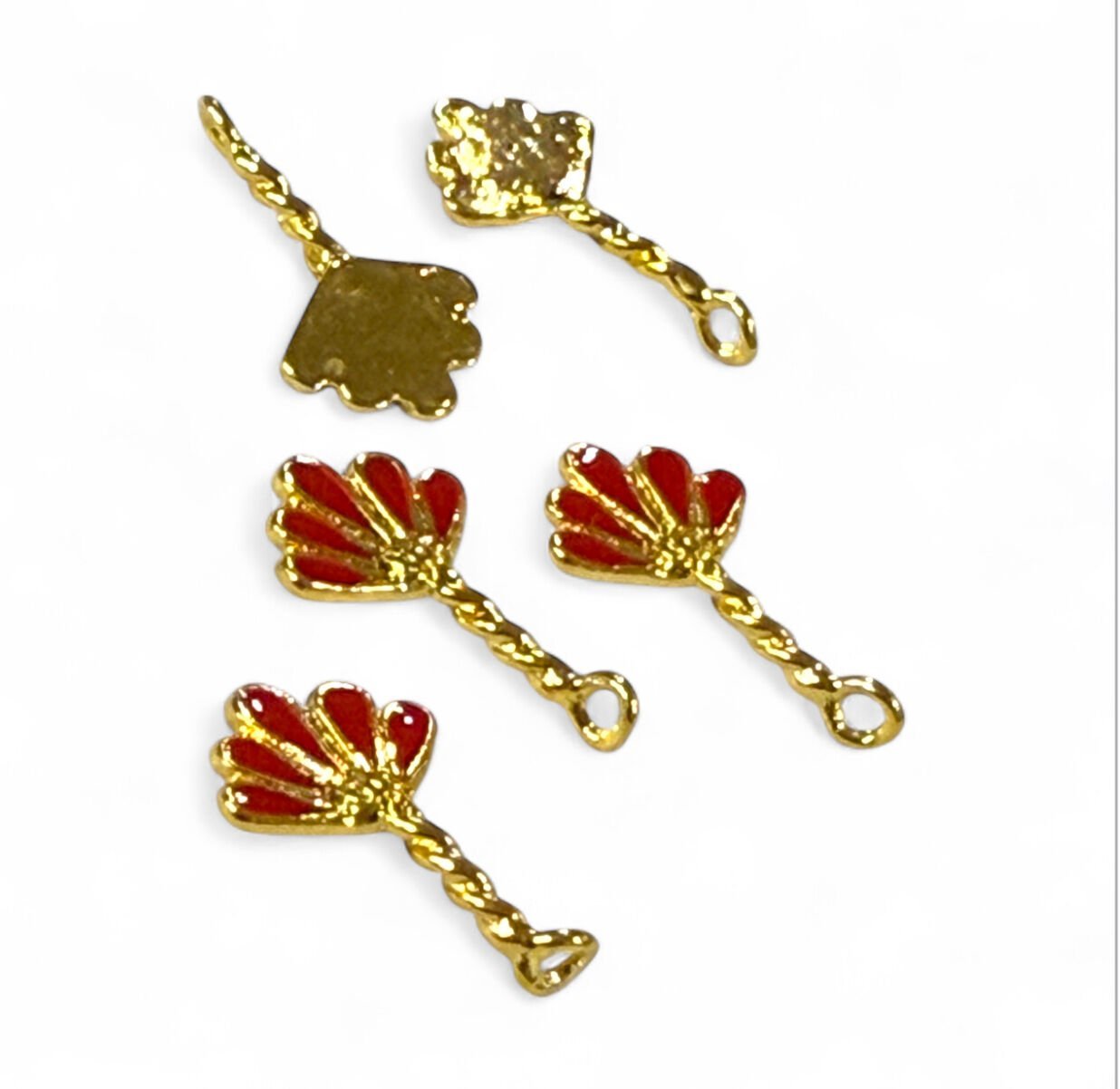 Altın Kaplama Mineli Minimal Sallantı - Kırmızı