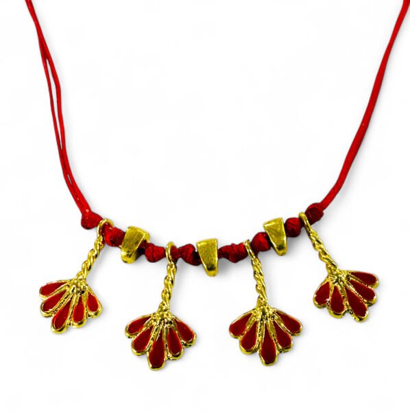 Altın Kaplama Mineli Minimal Sallantı - Kırmızı