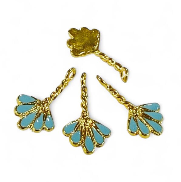 Altın Kaplama Mineli Minimal Sallantı - Turkuaz