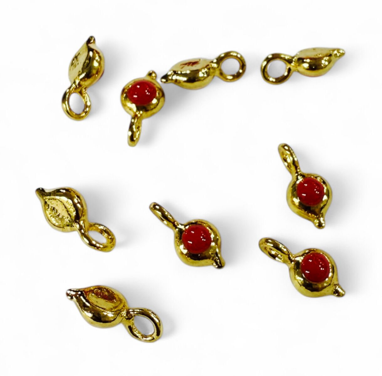 Altın Kaplama Mineli Minimal Damla Sallantı - Kırmızı