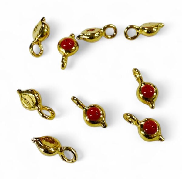 Altın Kaplama Mineli Minimal Damla Sallantı - Kırmızı