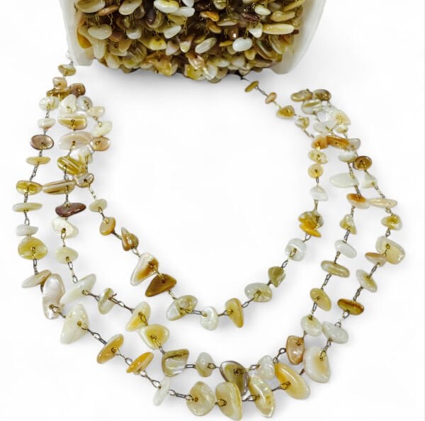 Sedef Taşlı Çelik Zincir ( 1 m )