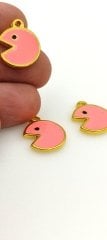Altın Kaplama Mineli Pac Man Sallantı Fosforlu Pembe