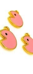Altın Kaplama Mineli Pac Man Sallantı Fosforlu Pembe