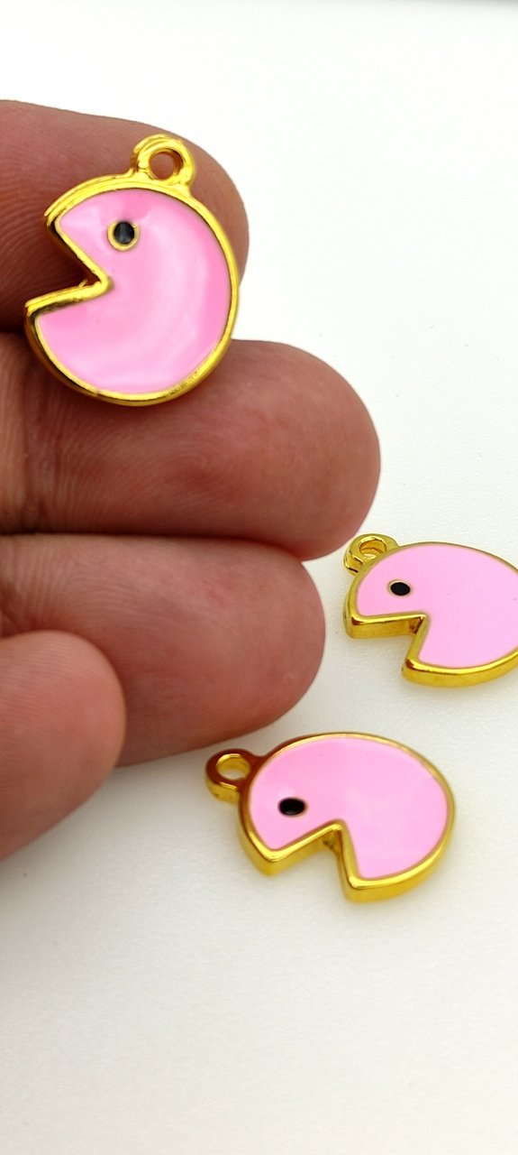 Altın Kaplama Mineli Pac Man Sallantı Pembe