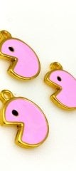 Altın Kaplama Mineli Pac Man Sallantı Pembe