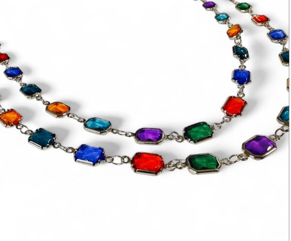 Karışık Renk Baget Taş Zincir (1 Metre)