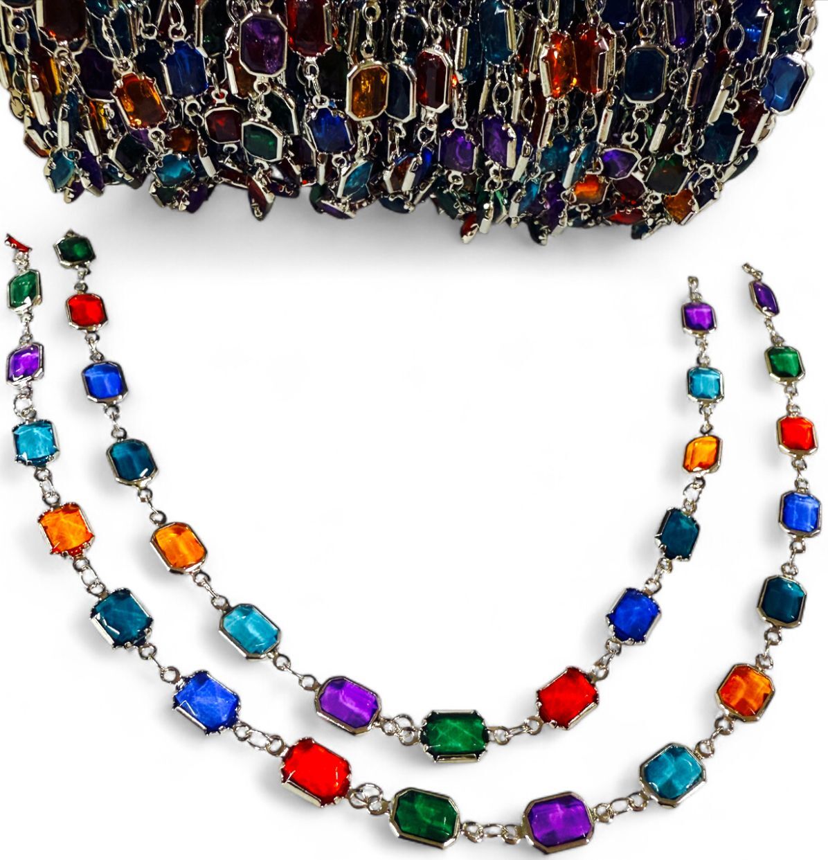 Karışık Renk Baget Taş Zincir (1 Metre)