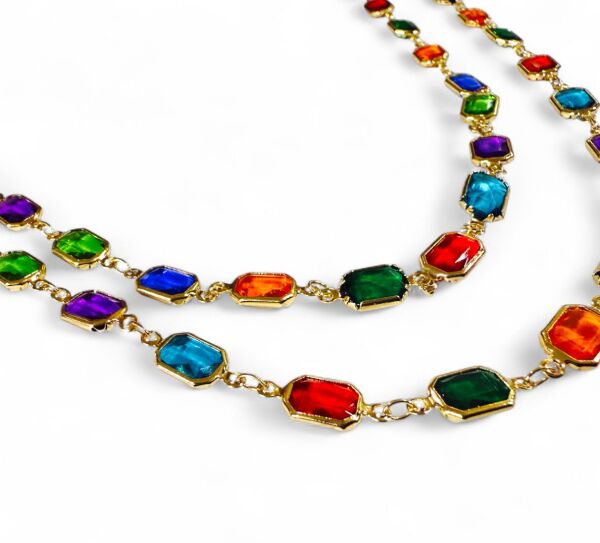 Karışık Renk Baget Taş Zincir (1 Metre)