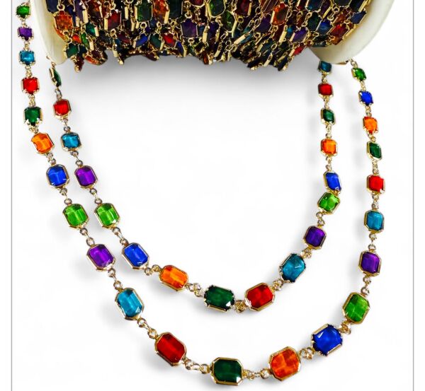 Karışık Renk Baget Taş Zincir (1 Metre)