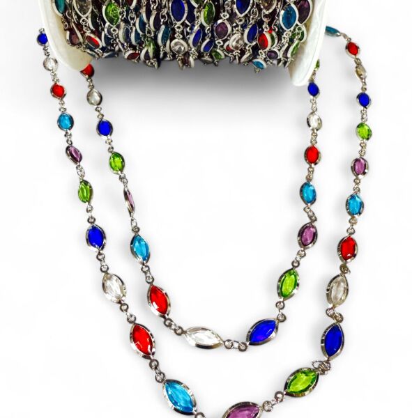 Karışık Renk Badem Taş Zincir (1 Metre)