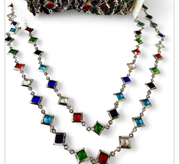 Karışık Renk Baget Taş Zincir (1 Metre)