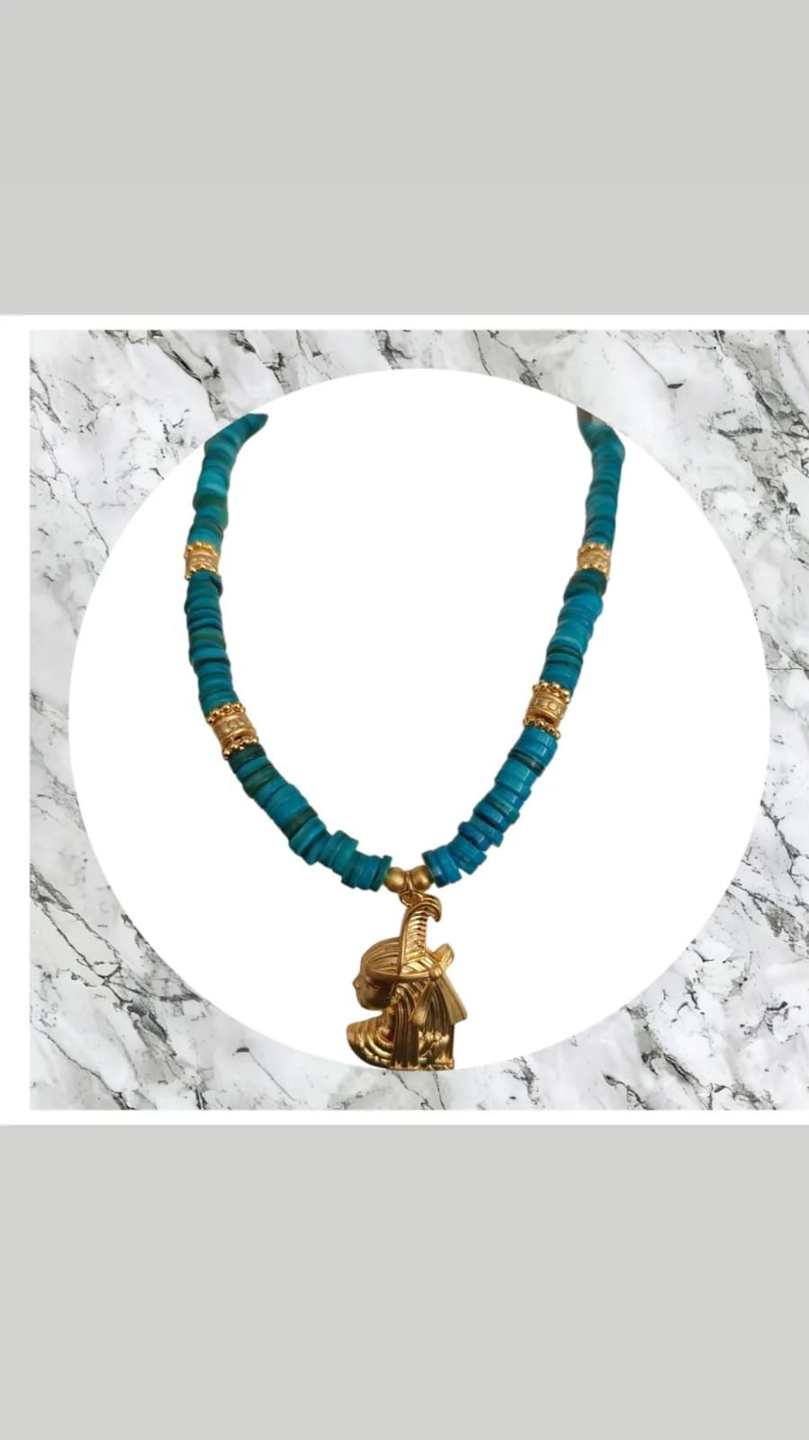 Doğal Taşlı Nefertiti Kolye