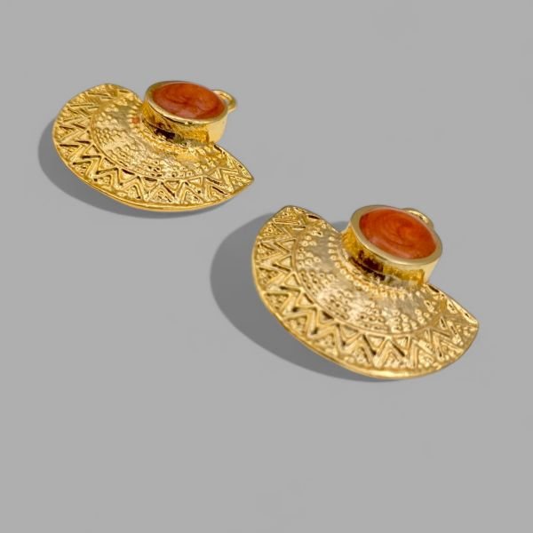 Madalyon Kolye Ucu Antik Mat Altın Turuncu