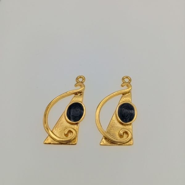 Madalyon Kolye Ucu Antik Mat Altın Siyah