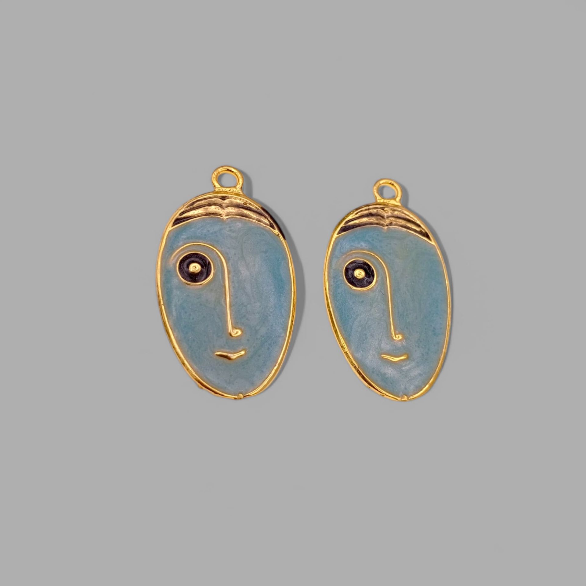 Oval Mask Kolye Ucu Mavi