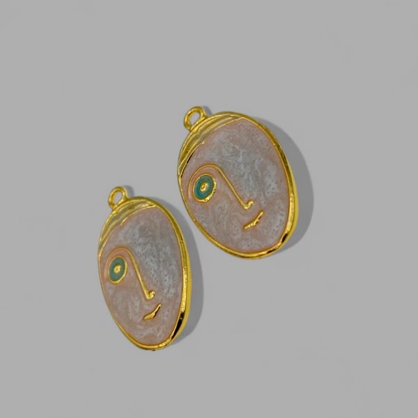 Oval Mask Kolye Ucu Krem