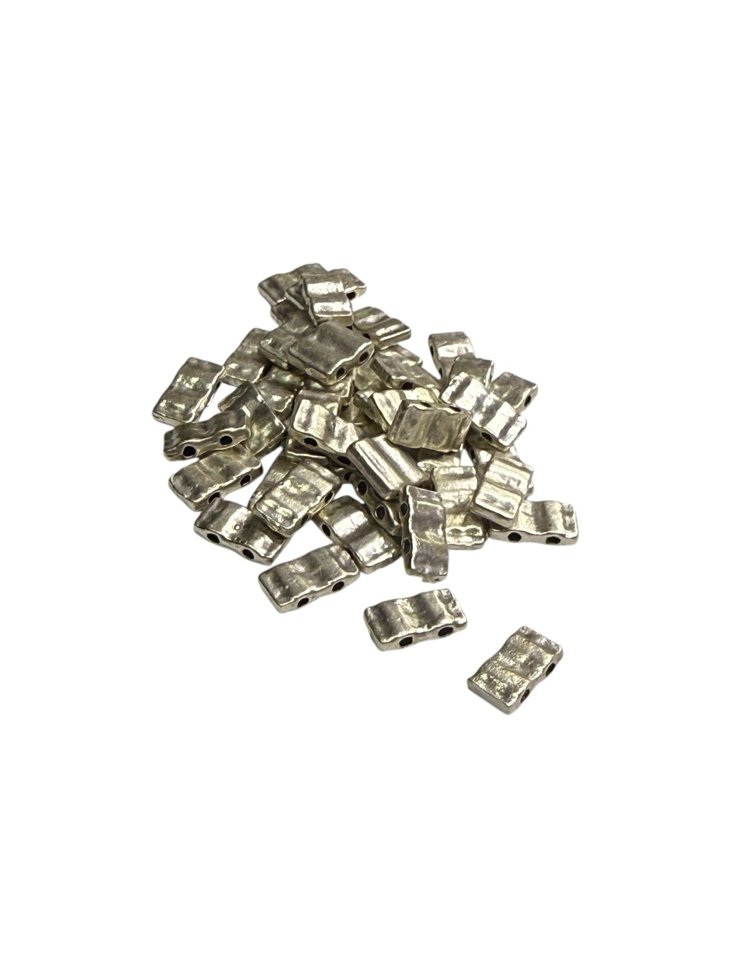 Gümüş Kaplama Desenli Çift Delikli Dikdörtgen Bileklik Malzemesi