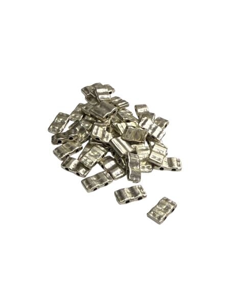 Gümüş Kaplama Desenli Çift Delikli Dikdörtgen Bileklik Malzemesi