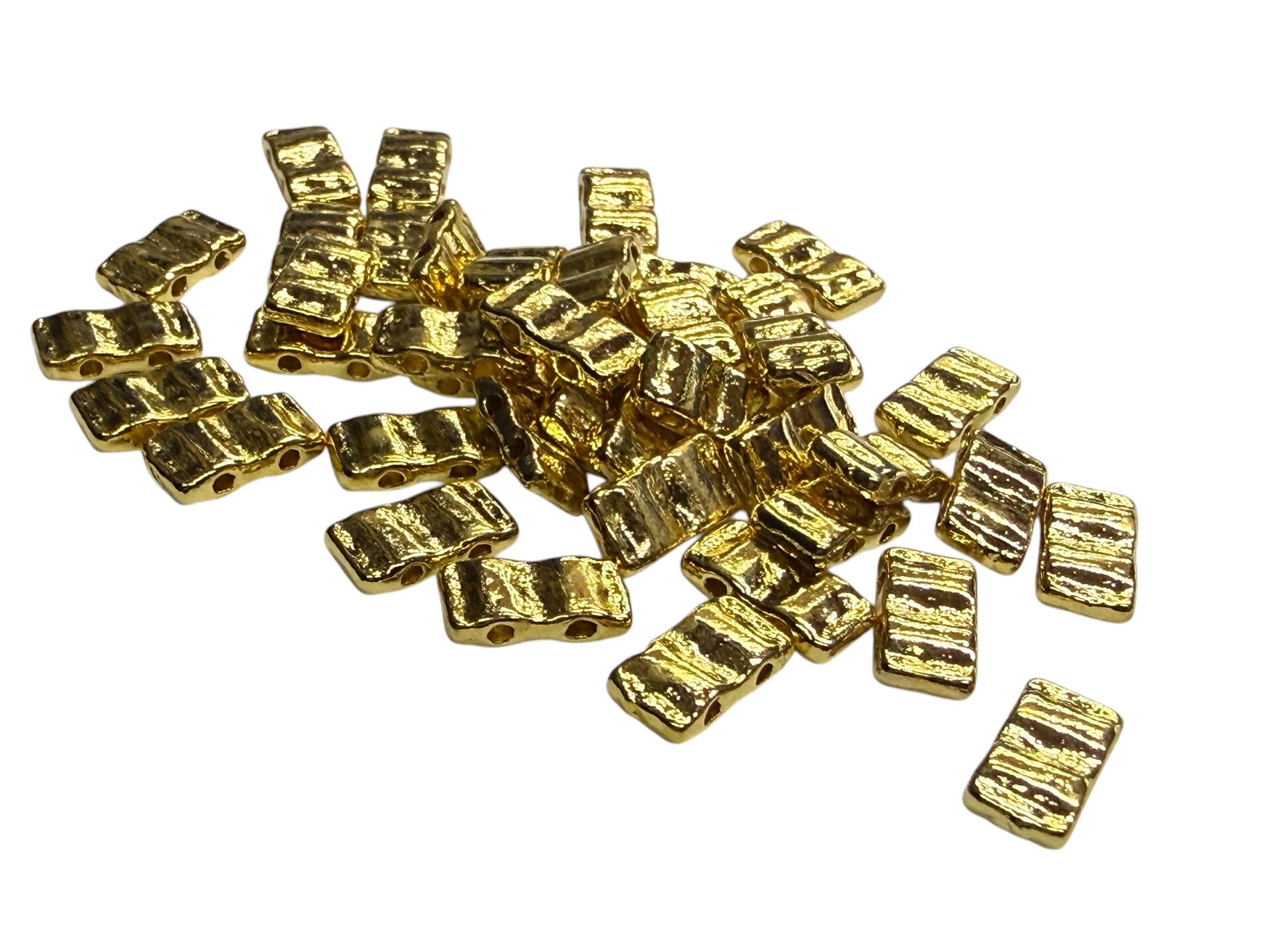 Altın Kaplama Desenli Çift Delikli Dikdörtgen Bileklik Malzemesi