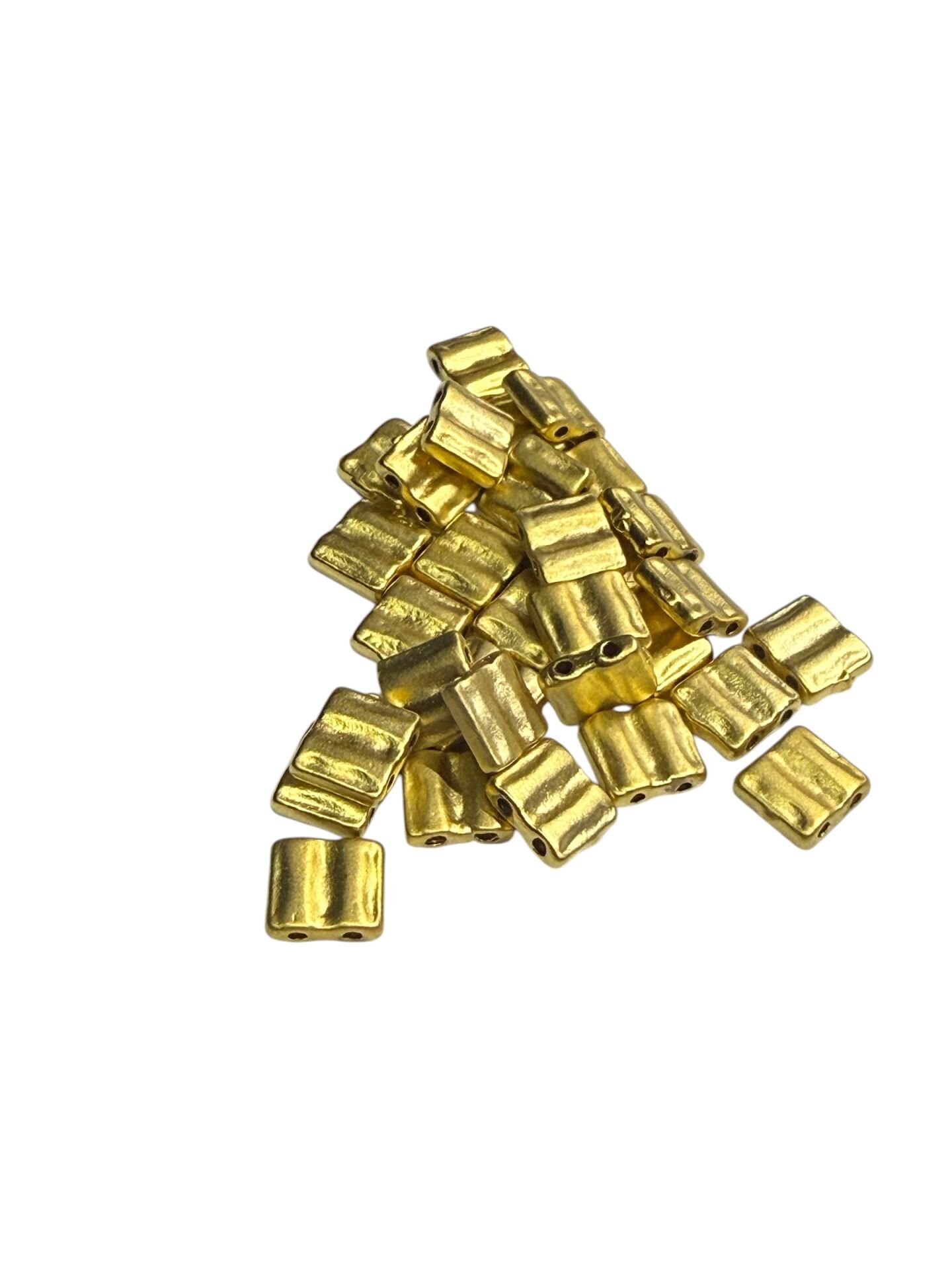 Mat Altın Kaplama Desenli Çift Delikli Dikdörtgen Bileklik Malzemesi