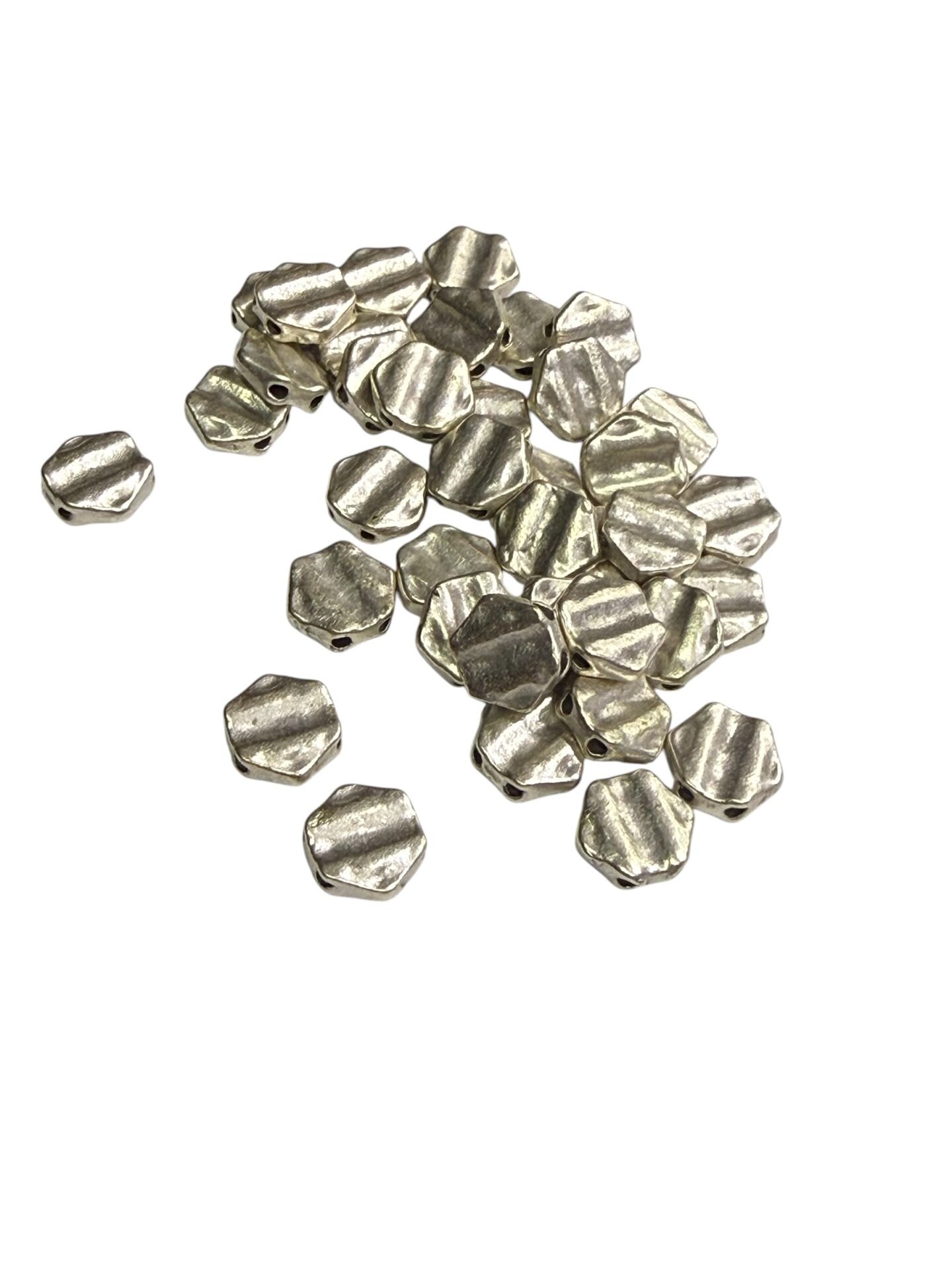 Gümüş Kaplama Desenli Çift Delikli Altıgen Bileklik Malzemesi