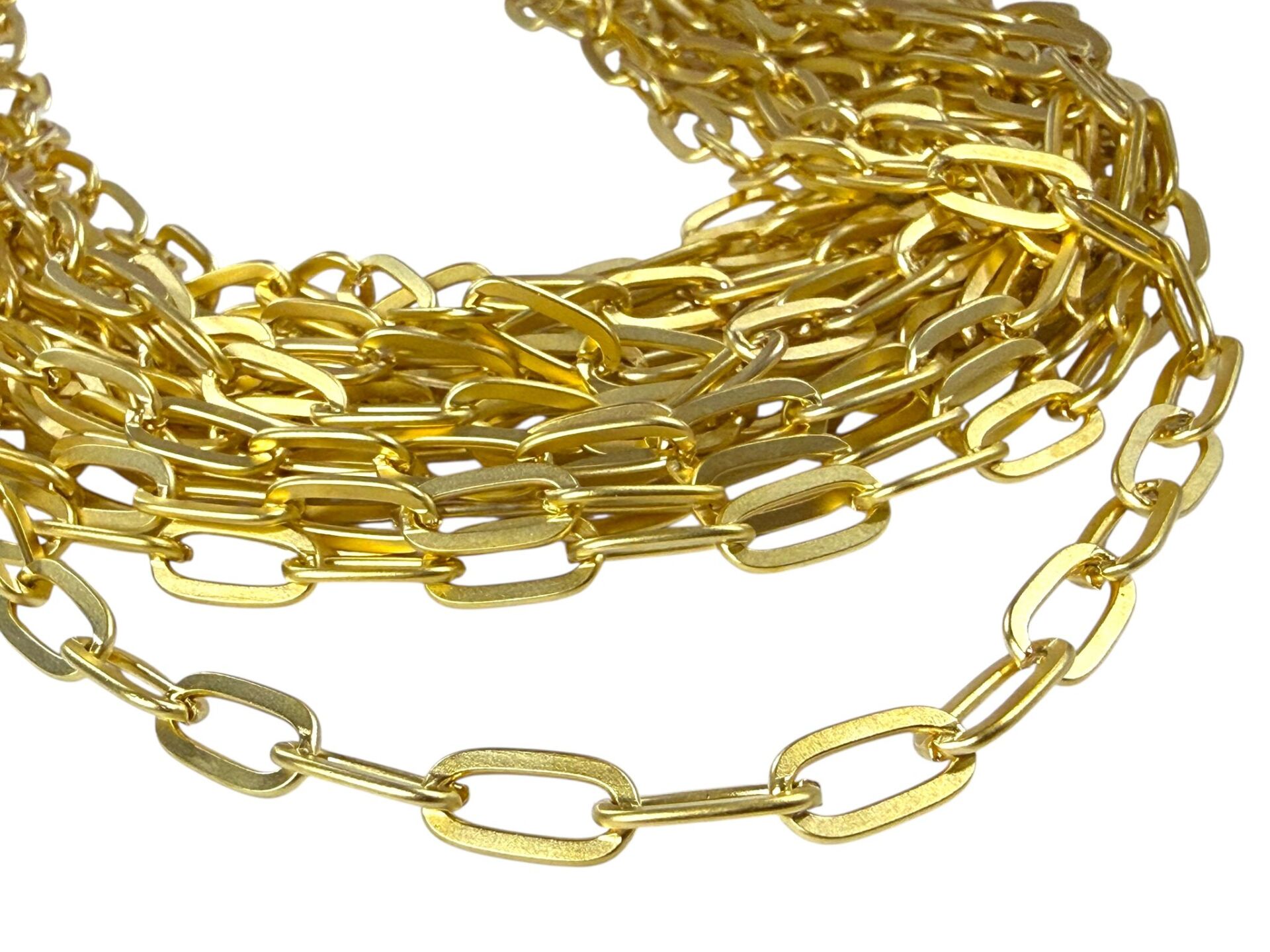 Mat Altın Kaplama Ezik Ataç Zincir (1 Metre)