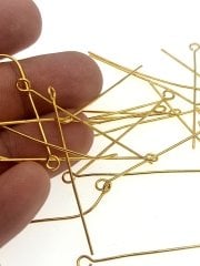0,80 x 40 mm Sarı Kaplama Pirinç Halkalı İğne