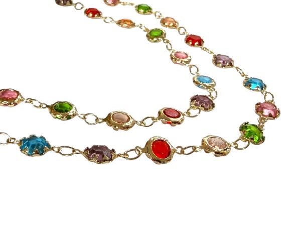 Yuvarlak Karışık Renk Taş Zincir (1 Metre)