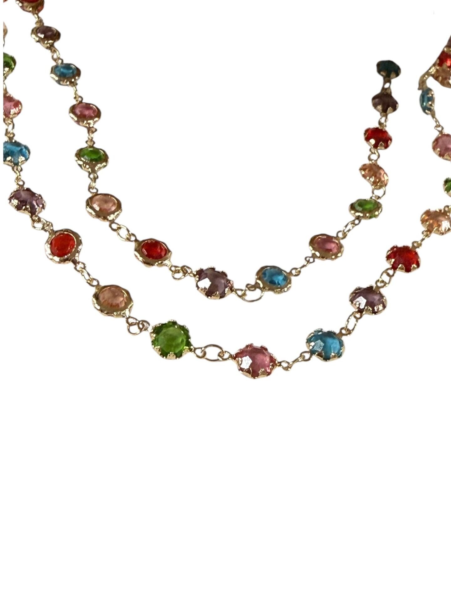 Yuvarlak Karışık Renk Taş Zincir (1 Metre)