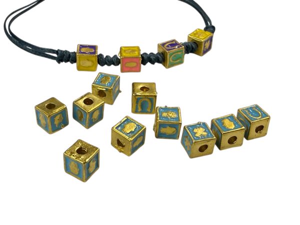 Mat Altın Kaplama Mineli Şans Küpleri (Mavi)