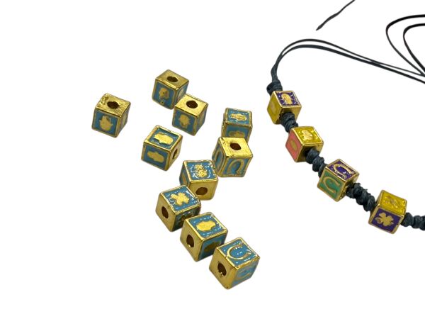 Mat Altın Kaplama Mineli Şans Küpleri (Mavi)