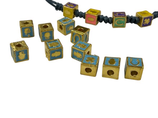 Mat Altın Kaplama Mineli Şans Küpleri (Mavi)